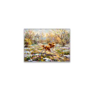 raxxa Glas-Magnet: Cavalier Spaniel in Blooming Spring Garden