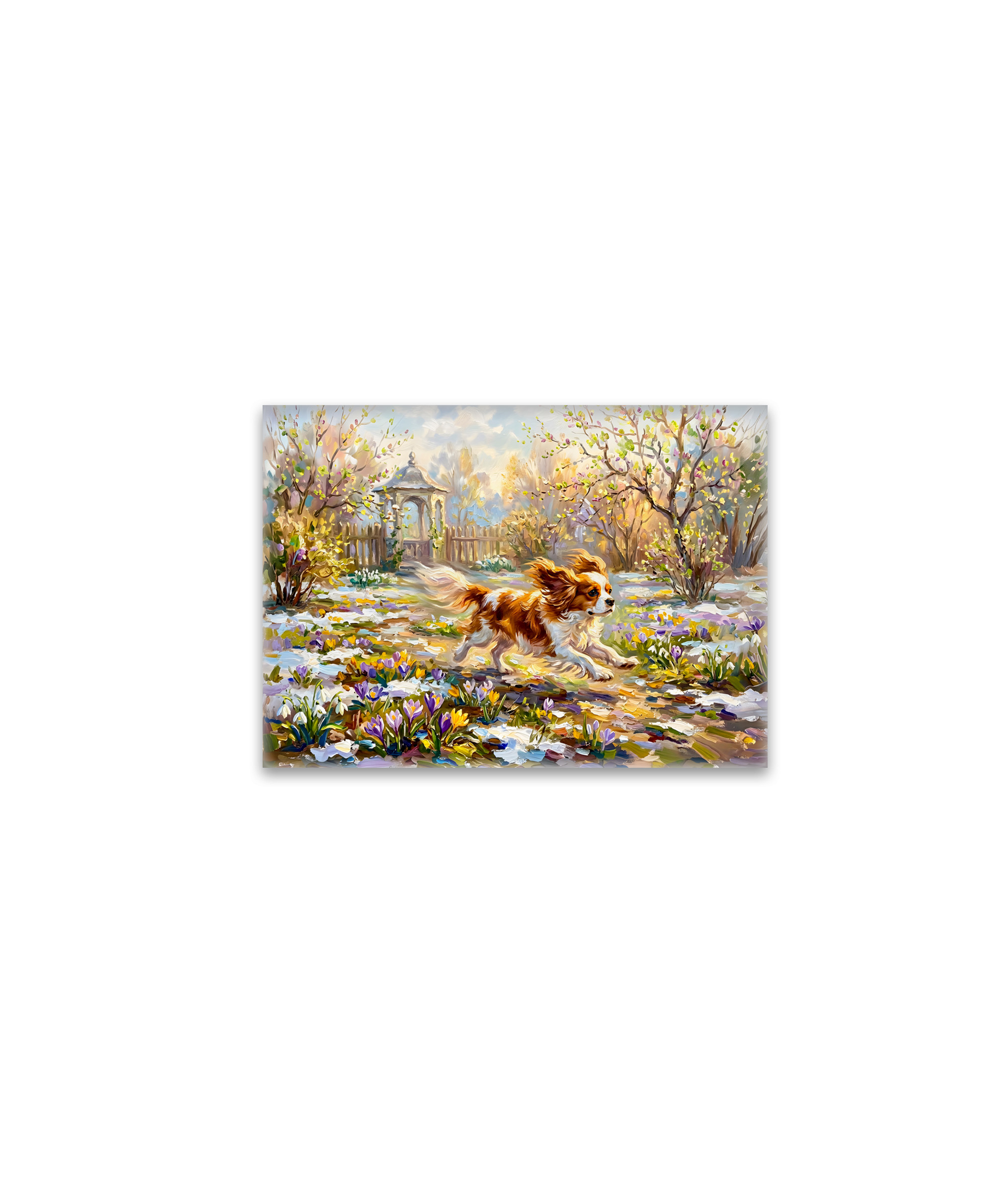 raxxa Glas-Magnet: Cavalier Spaniel in Blooming Spring Garden