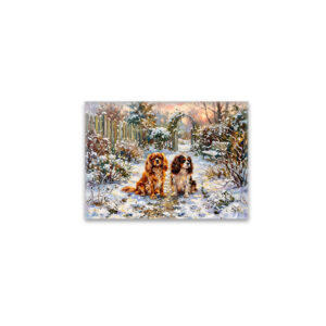 raxxa Glas-Magnet: Two Cavalier Spaniels on Winter Path