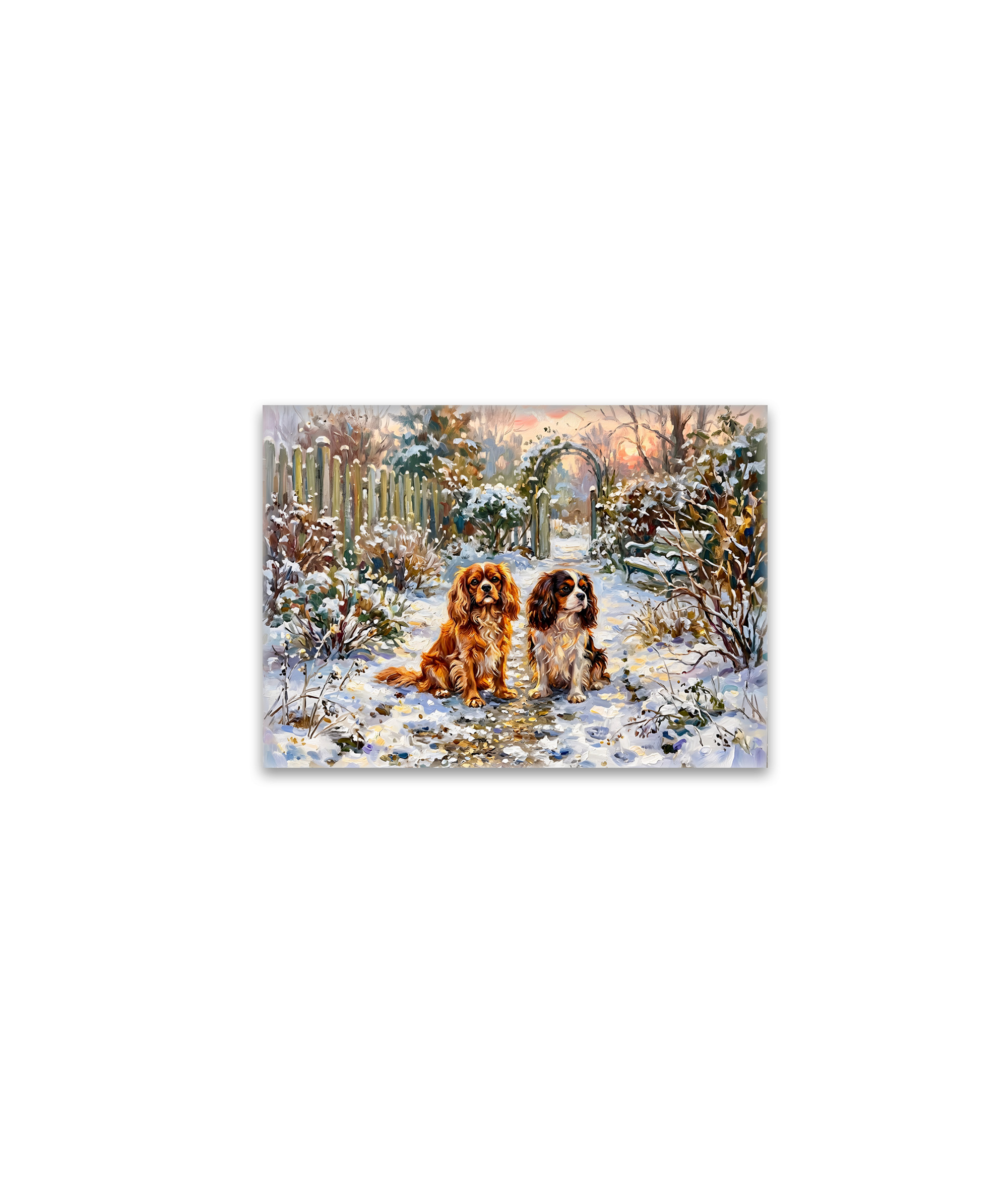 raxxa Glas-Magnet: Two Cavalier Spaniels on Winter Path