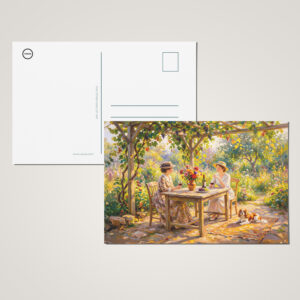 raxxa Postkarte: Ladies Sharing Wine Under Garden Pergola