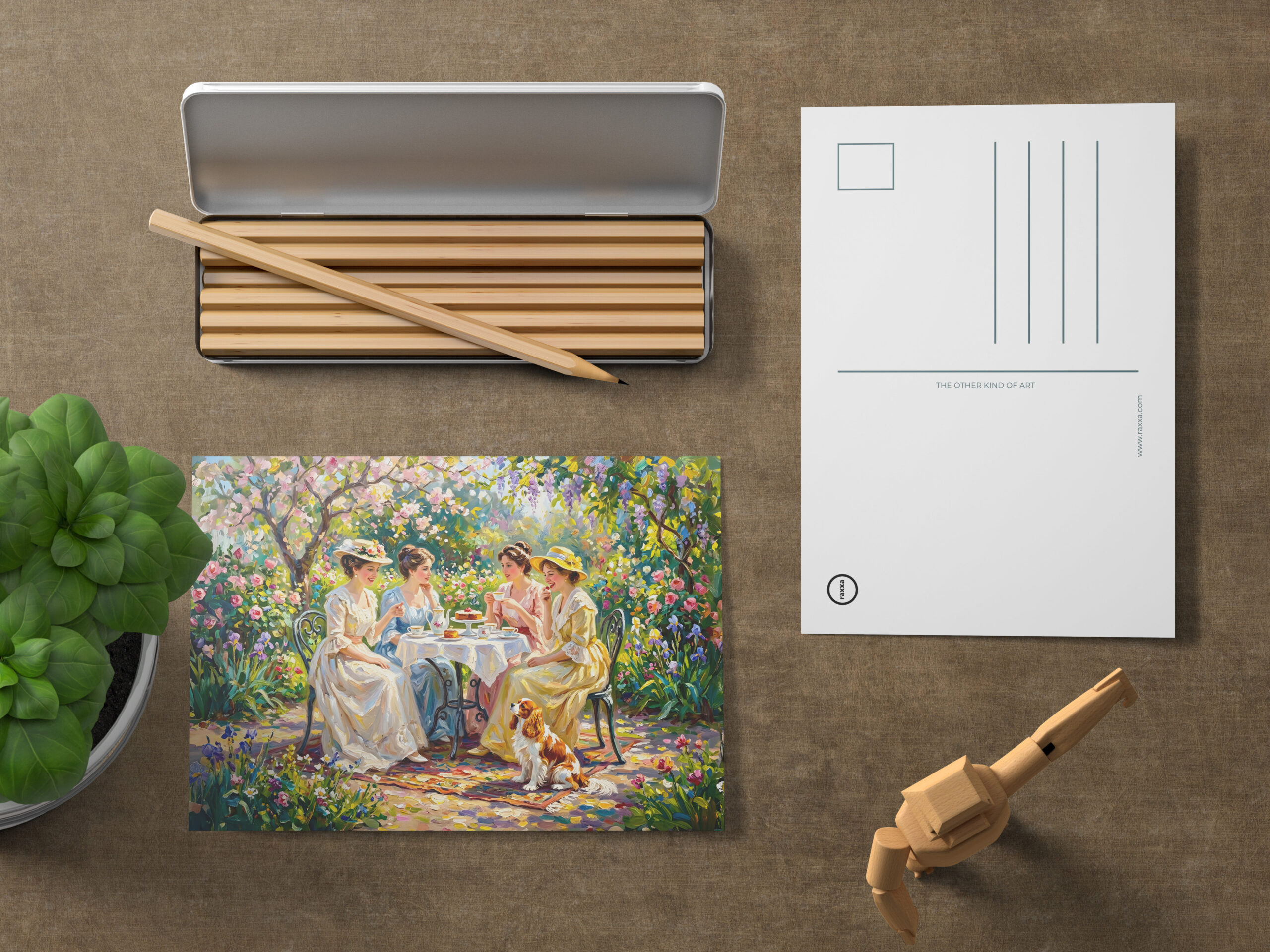 raxxa Postkarte: Ladies’ Garden Gathering with Cavalier Spaniel