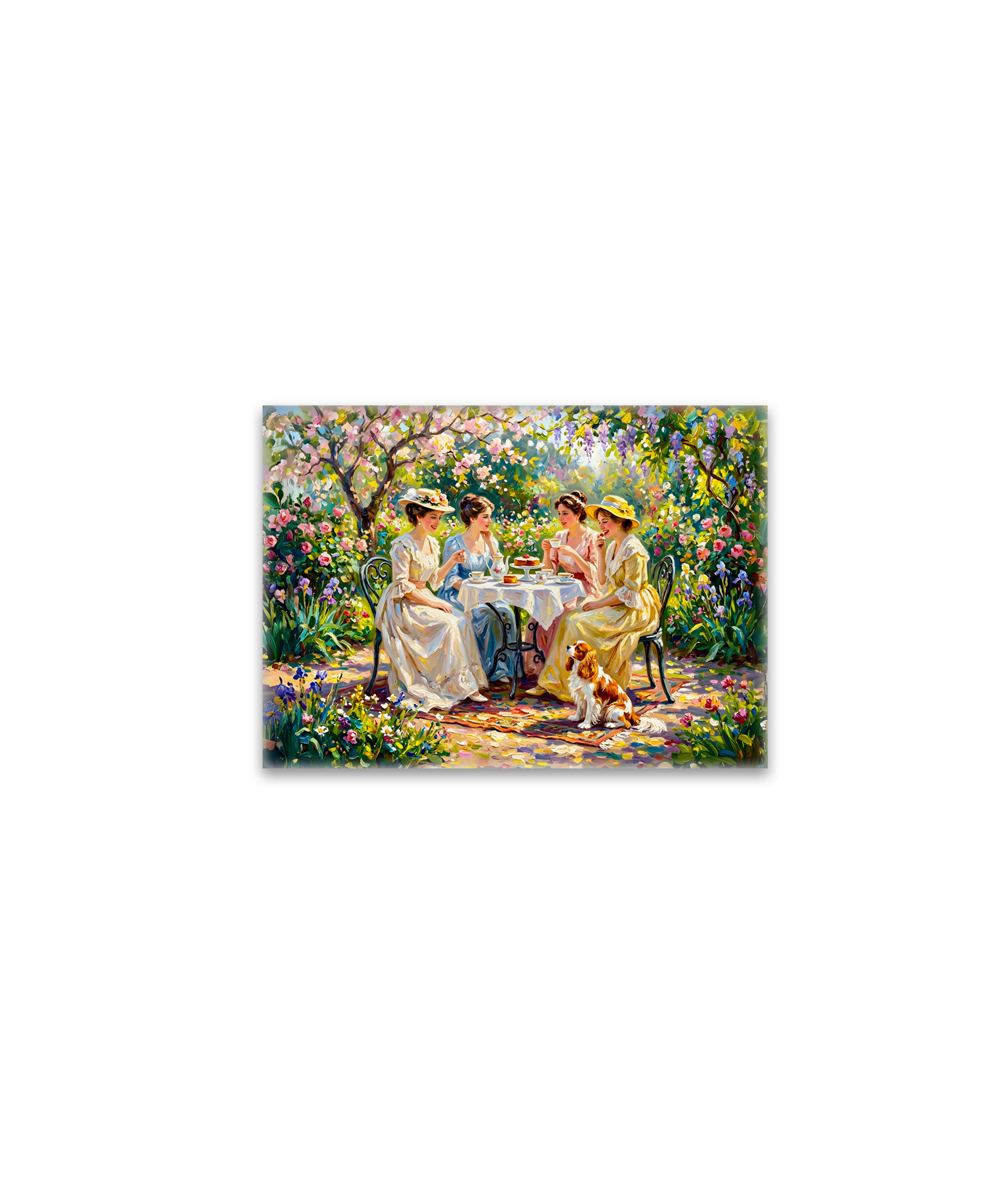 raxxa Glas-Magnet: Ladies’ Garden Gathering with Cavalier Spaniel