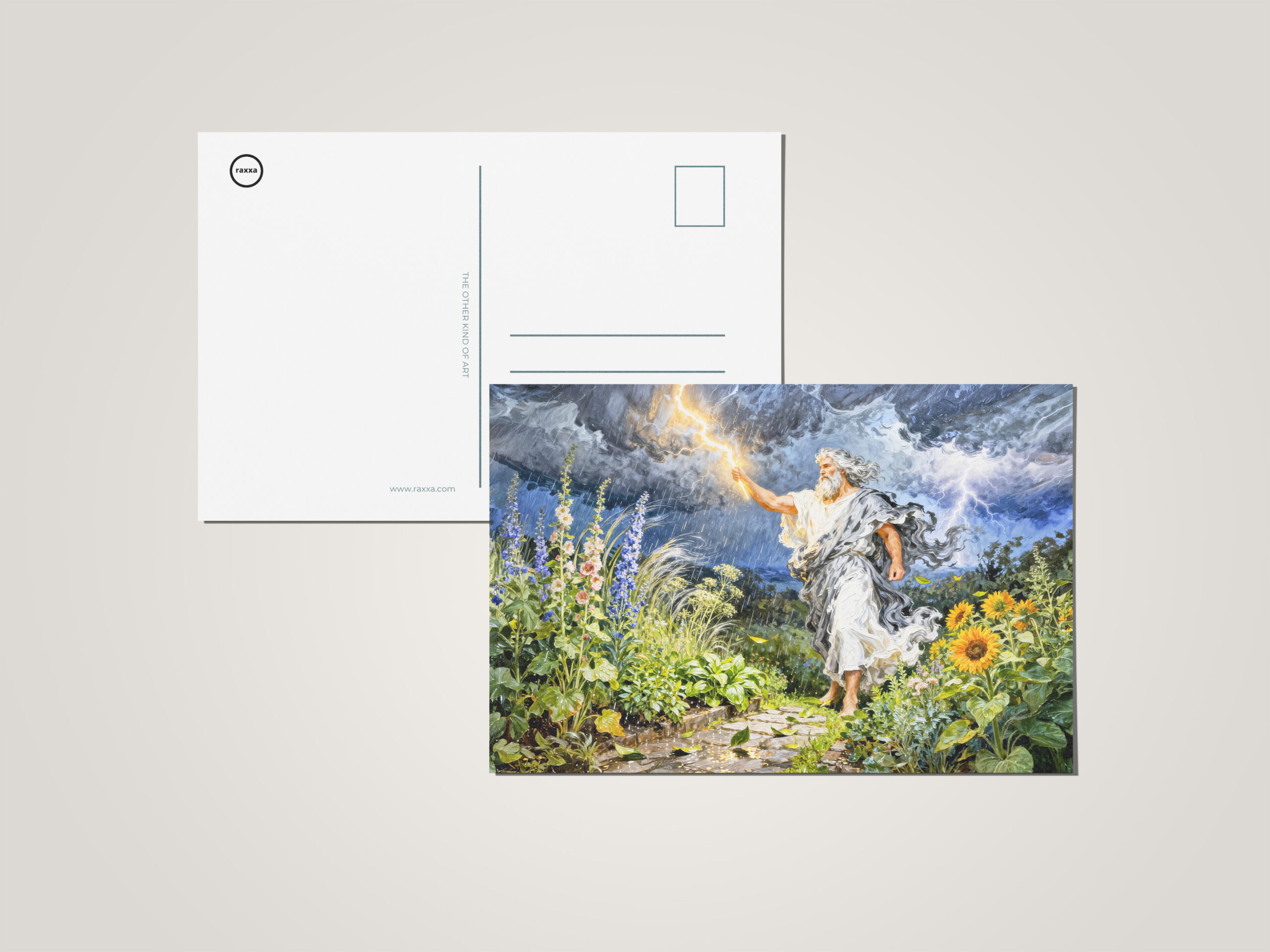 raxxa Postkarte: Greek God Zeus Summer Storm