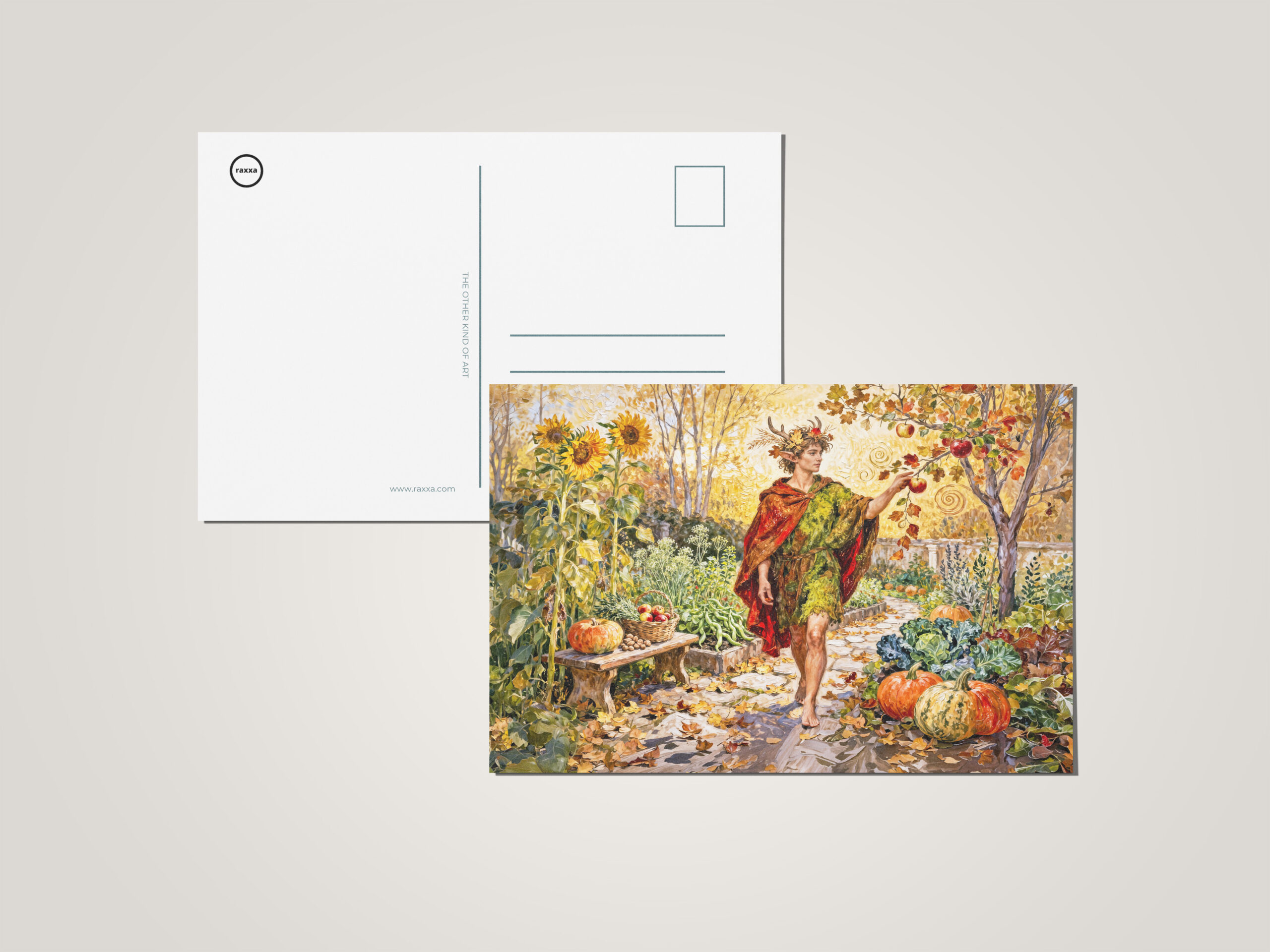 raxxa Postkarte: Roman God Faunus Autumn Garden