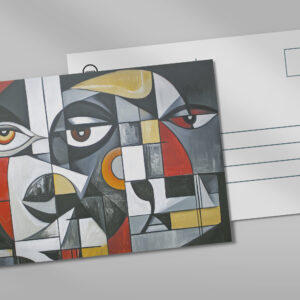 raxxa Postkarte: Cubist Modern Face Geometry
