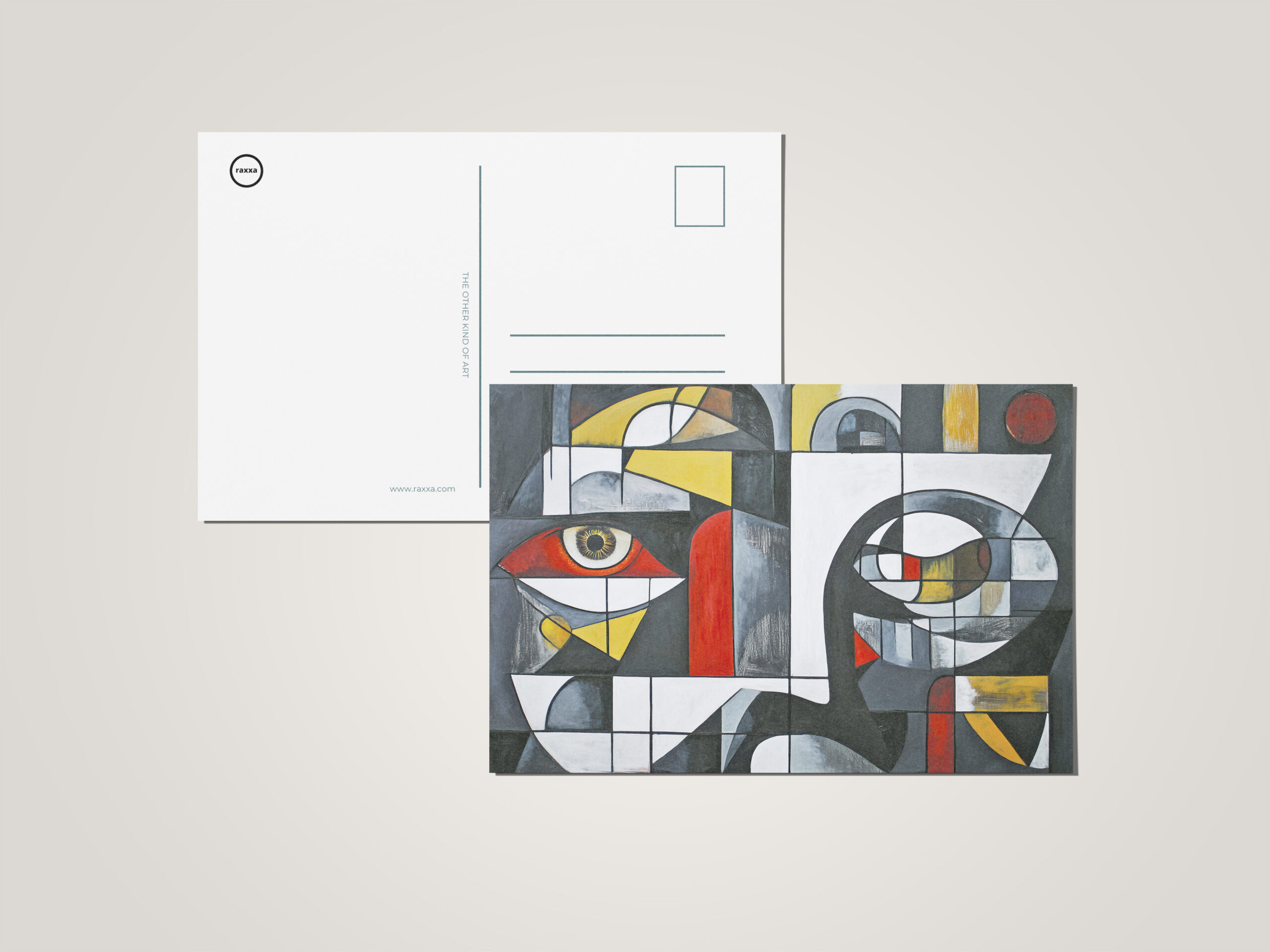 raxxa Postkarte: Modern Cubist Face Abstraction