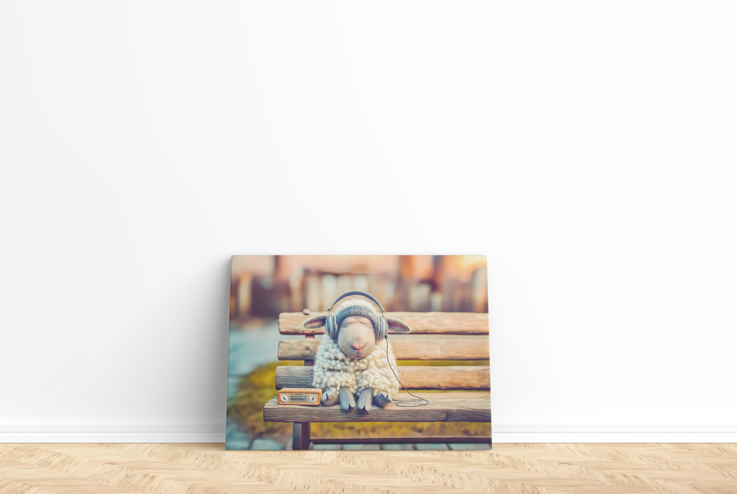 raxxa Canva: Sheep napping with headphones bench – Bild 2