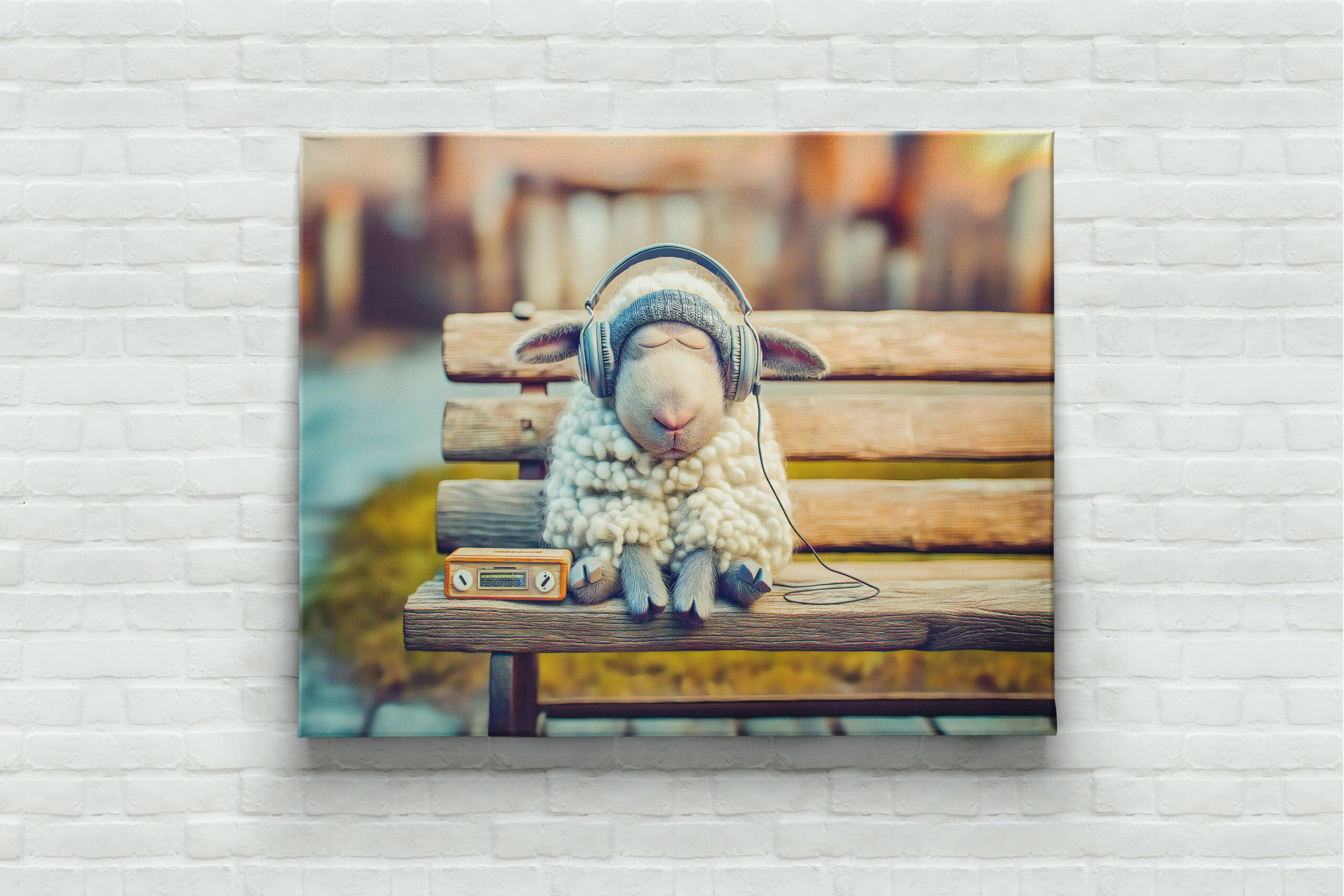 raxxa Canva: Sheep napping with headphones bench – Bild 3