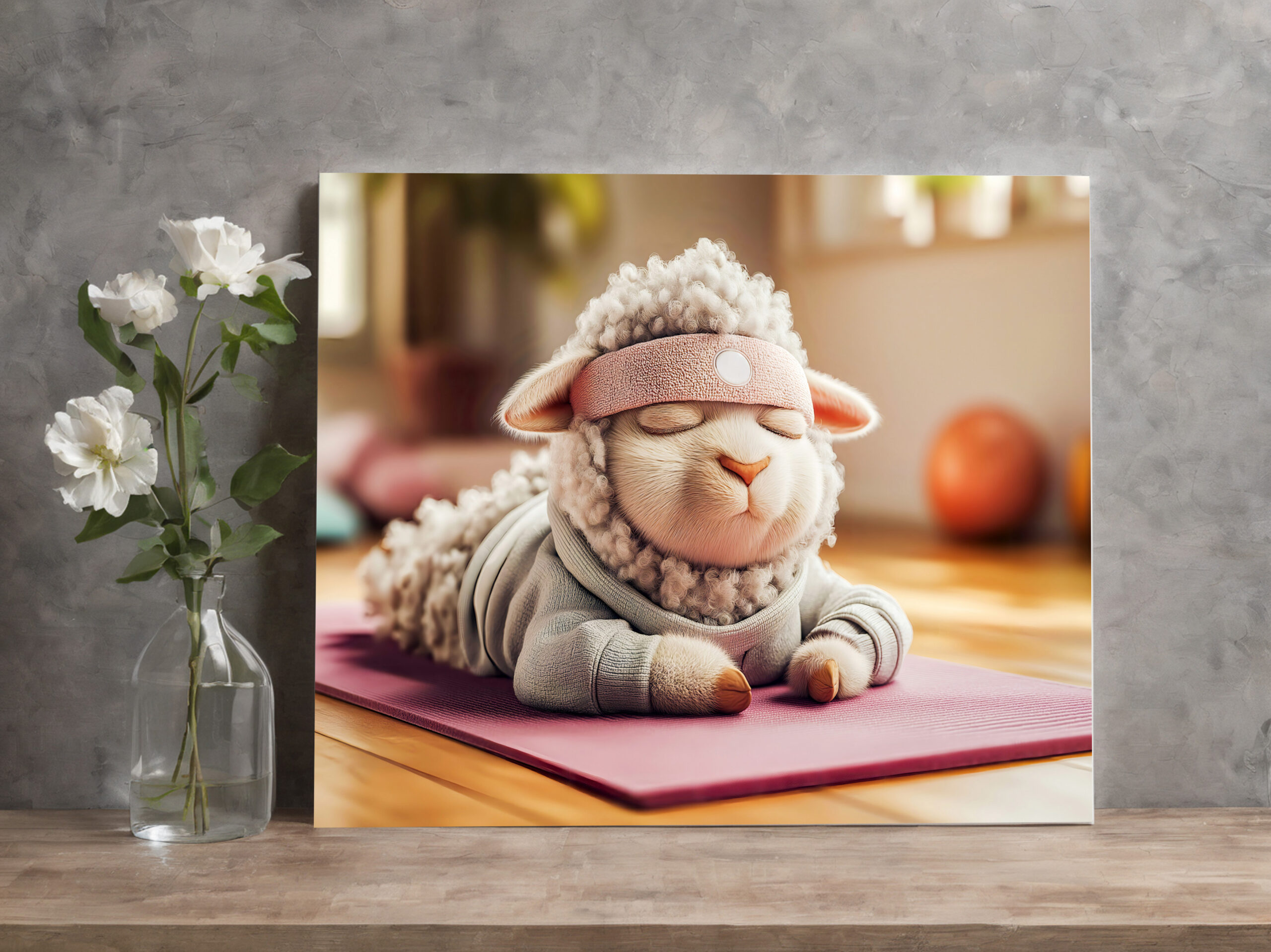 raxxa Canva: Yoga sheep meditating on mat - immagine 2