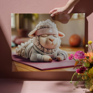 raxxa Canva: Yoga sheep meditating on mat