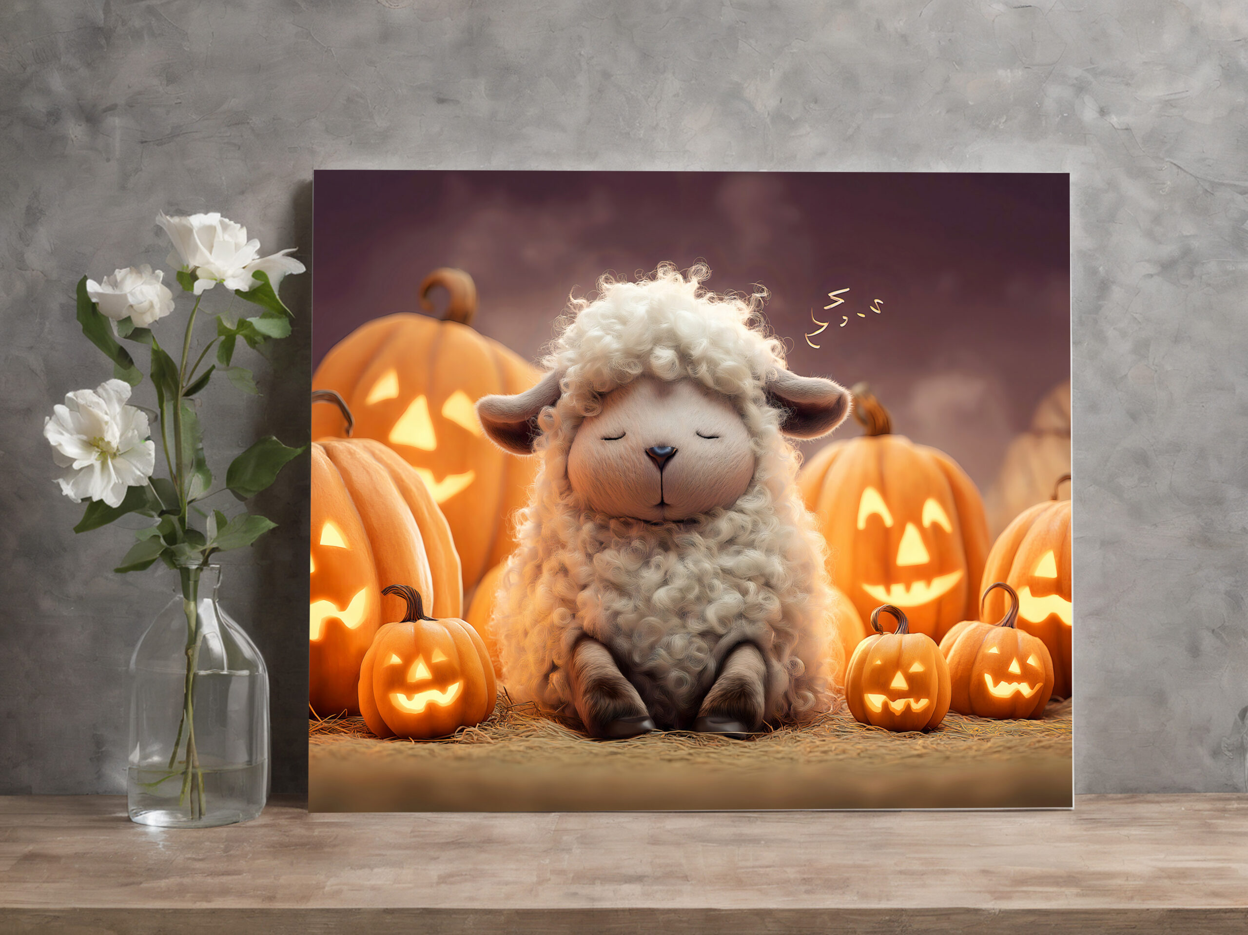 raxxa Canva: Sheep sleeping among Halloween pumpkins illustration – Bild 2