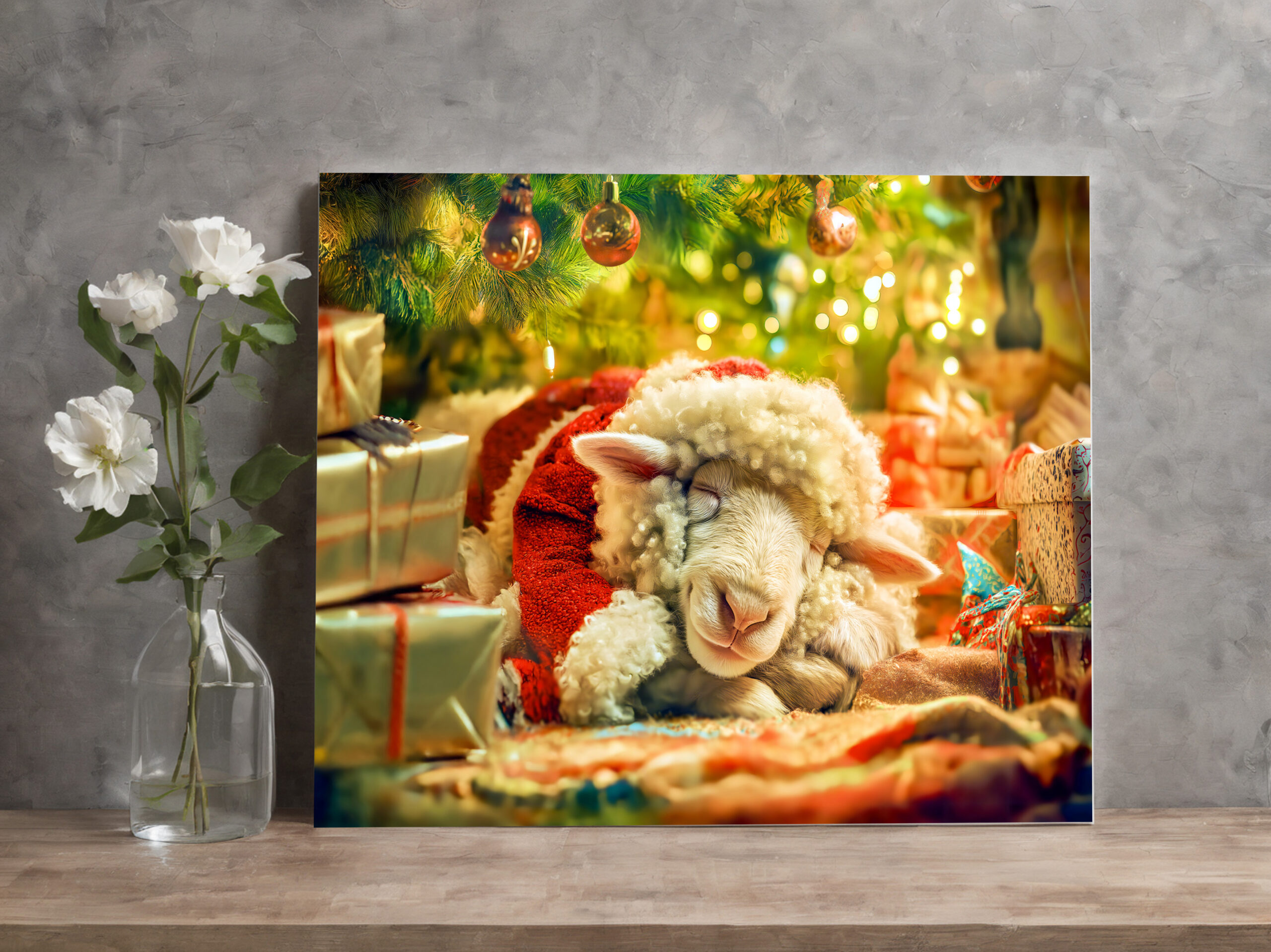 raxxa Canva: Sleeping sheep under Christmas tree lights – Bild 2
