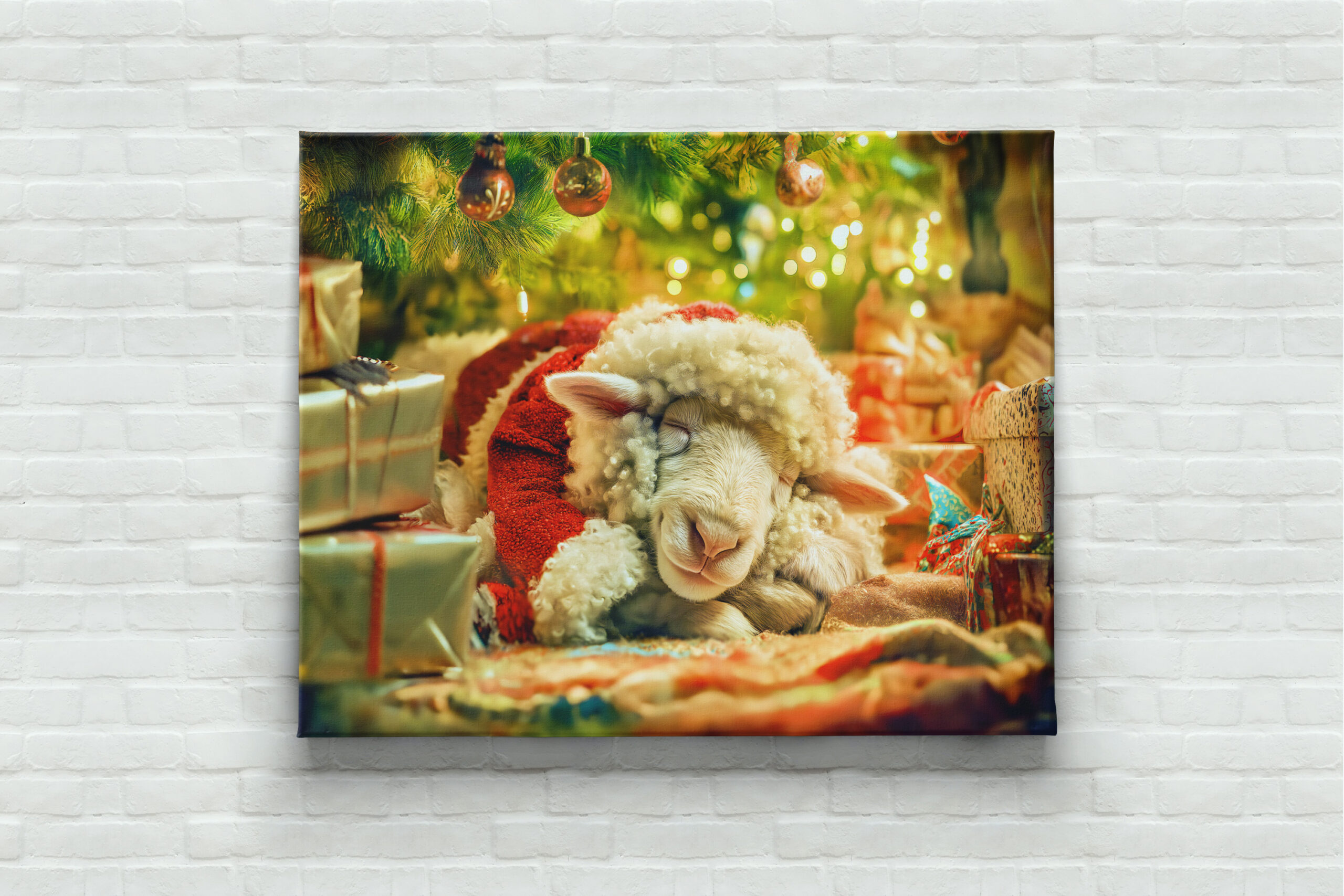 raxxa Canva: Sleeping sheep under Christmas tree lights – Bild 3