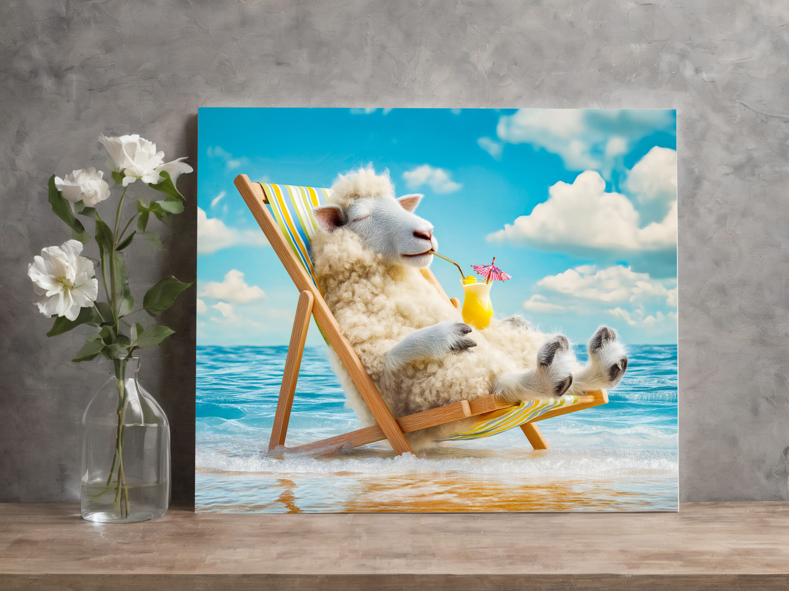 raxxa Canva: Sheep in deck chair with cocktail illustration – Bild 3