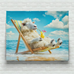 raxxa Canva: Sheep in deck chair with cocktail illustration