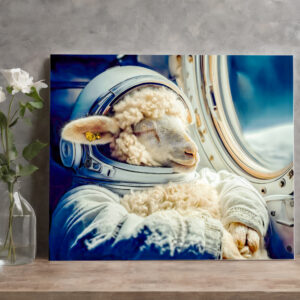 raxxa Canva: Astronaut sheep drifting in outer space