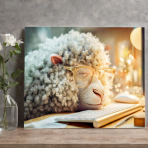 raxxa Canva: Tired sheep at office desk computer