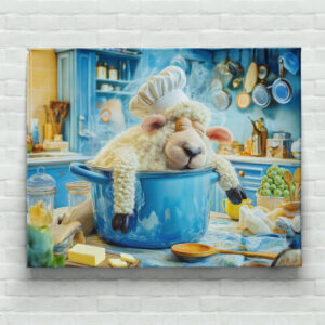 raxxa Canva: Chef sheep sleeping in cooking pot