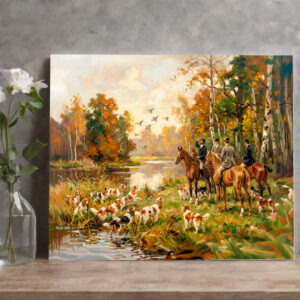 raxxa Canva: Duck Hunt on Horseback with Spaniels