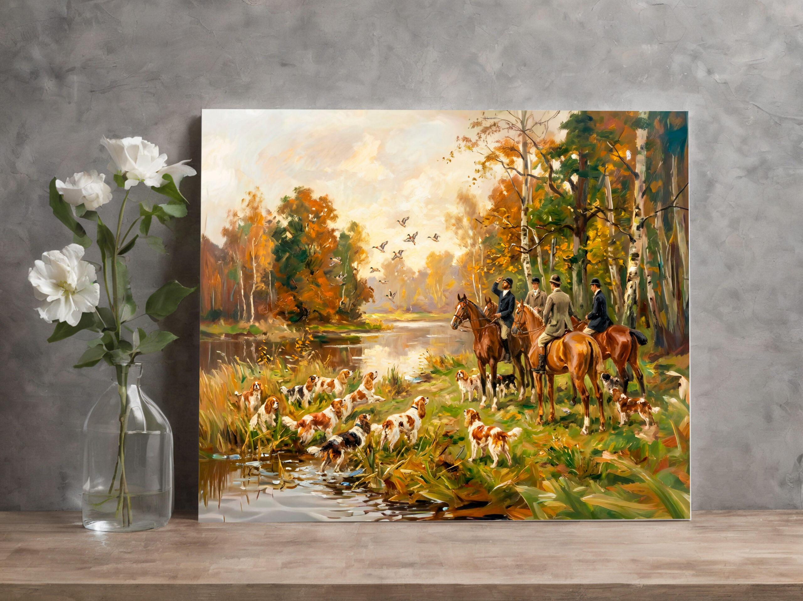 raxxa Canva: Duck Hunt on Horseback with Spaniels