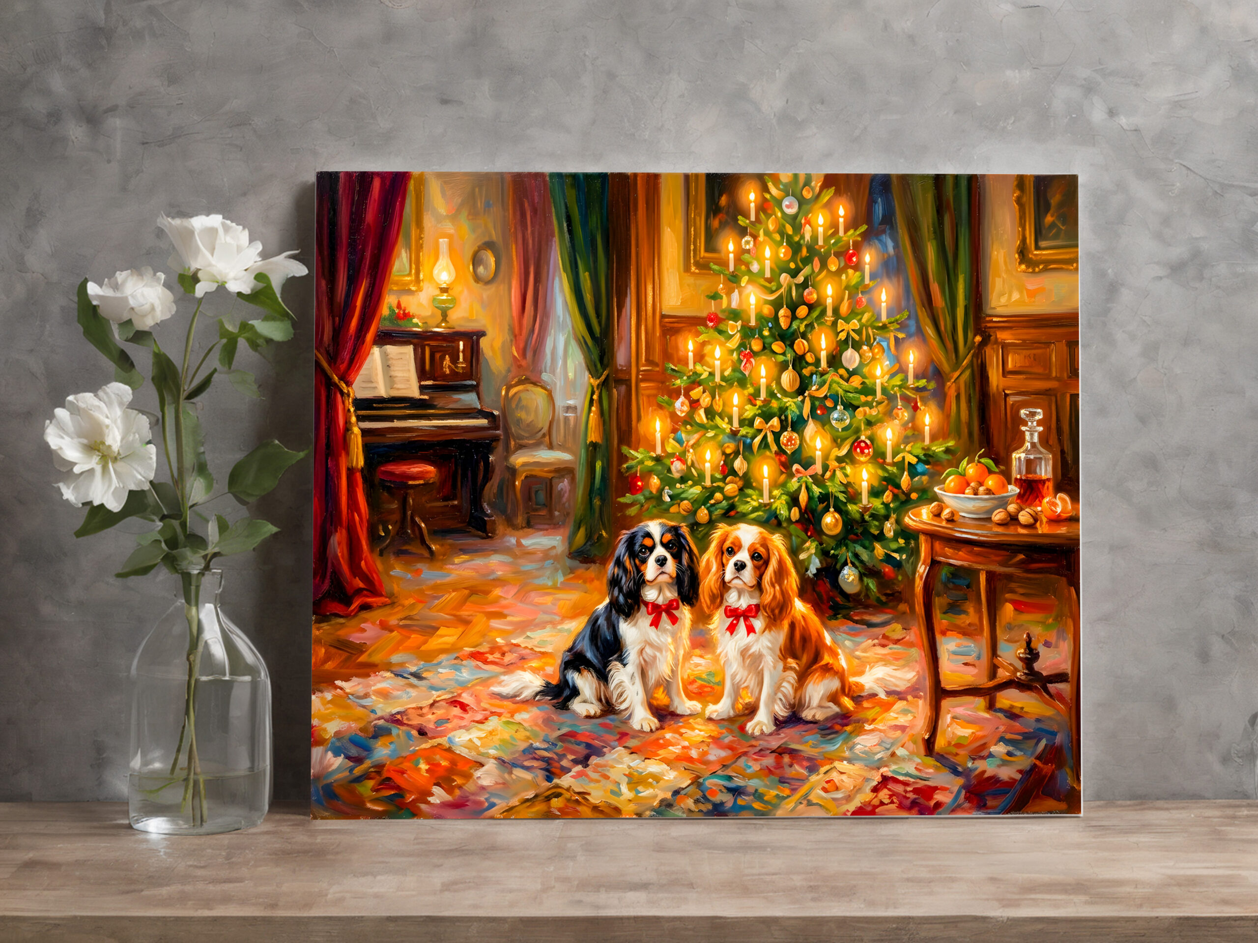 raxxa Canva: Cavalier Spaniels by Christmas Tree – Bild 3