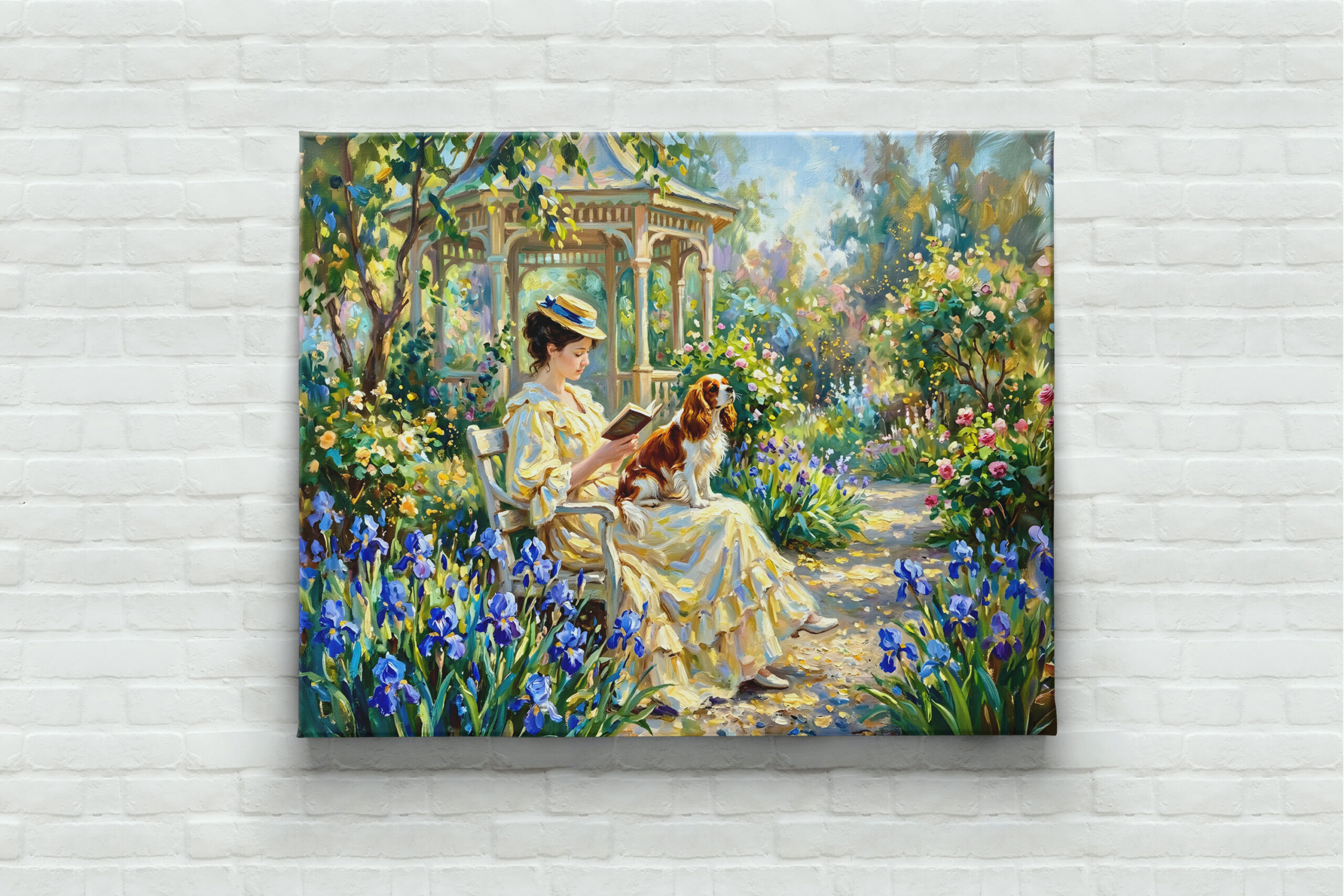 raxxa Canva: Woman Reading in Garden with Cavalier Spaniel – Bild 2