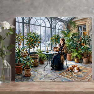 raxxa Canva: Cozy Winter Orangery with Cavalier Spaniel
