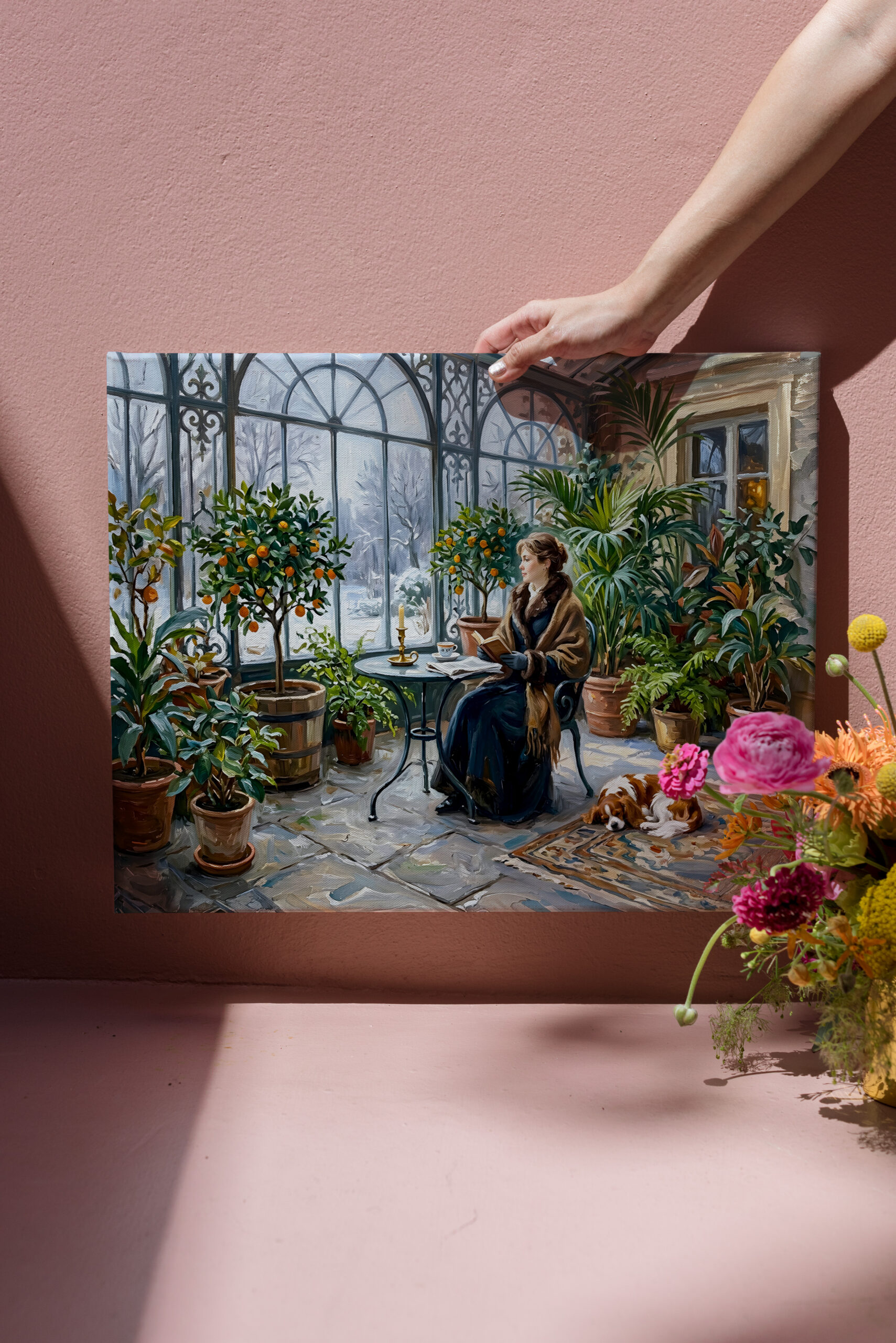 raxxa Canva: Cozy Winter Orangery with Cavalier Spaniel – Bild 3
