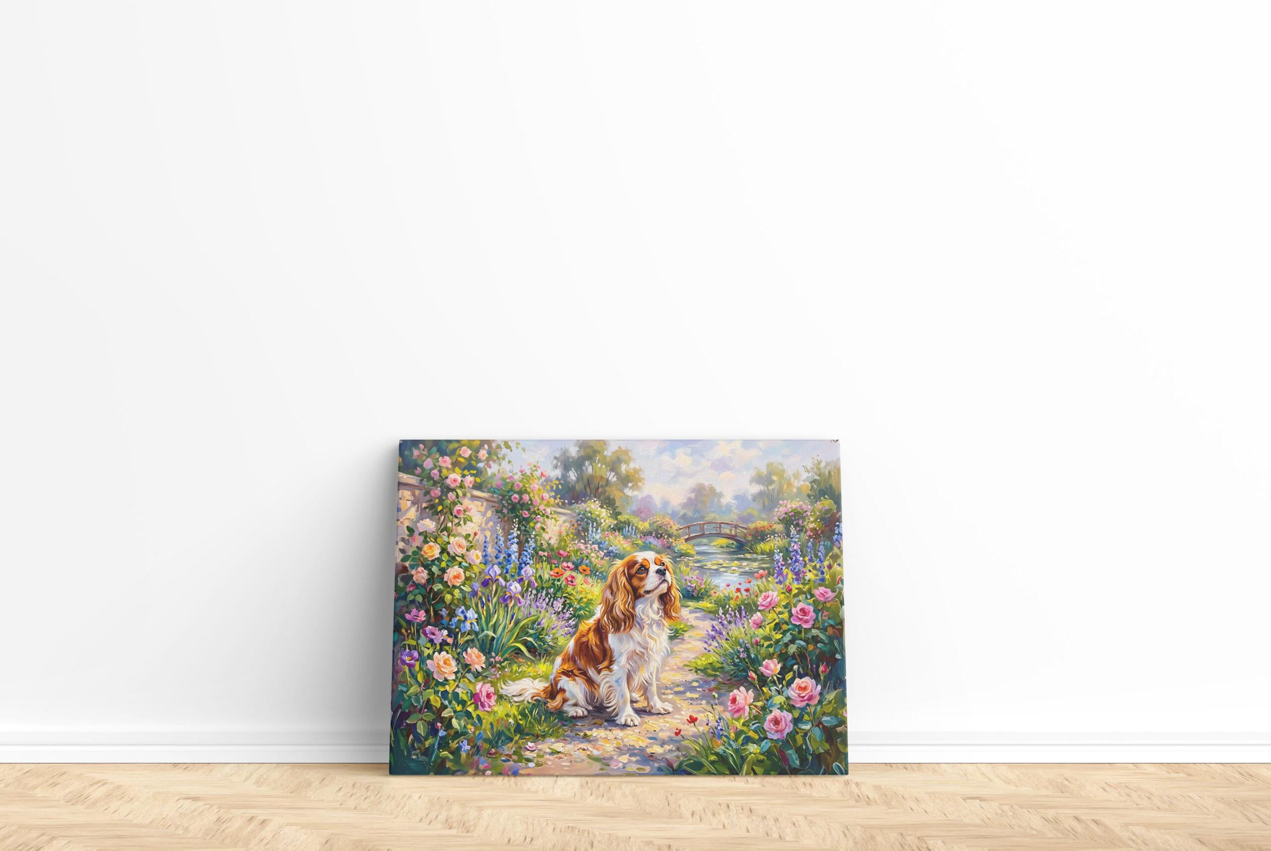 raxxa Canva: Cavalier Spaniel in Summer Garden by Pond – Bild 2