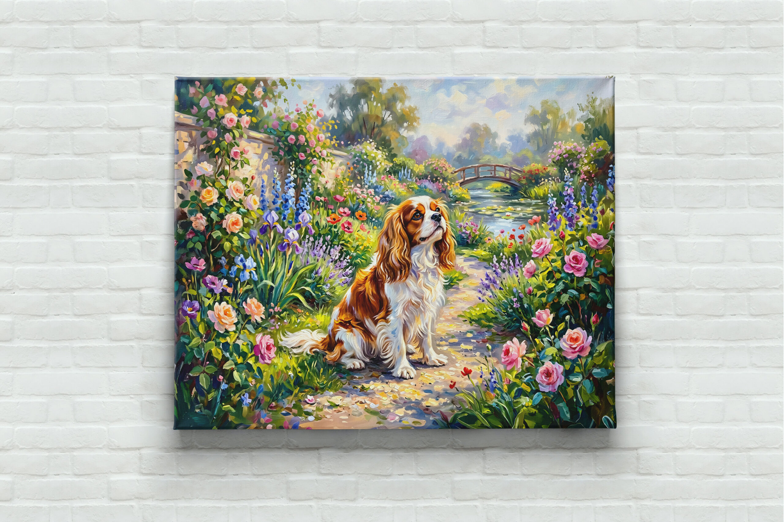 raxxa Canva: Cavalier Spaniel in Summer Garden by Pond – Bild 3