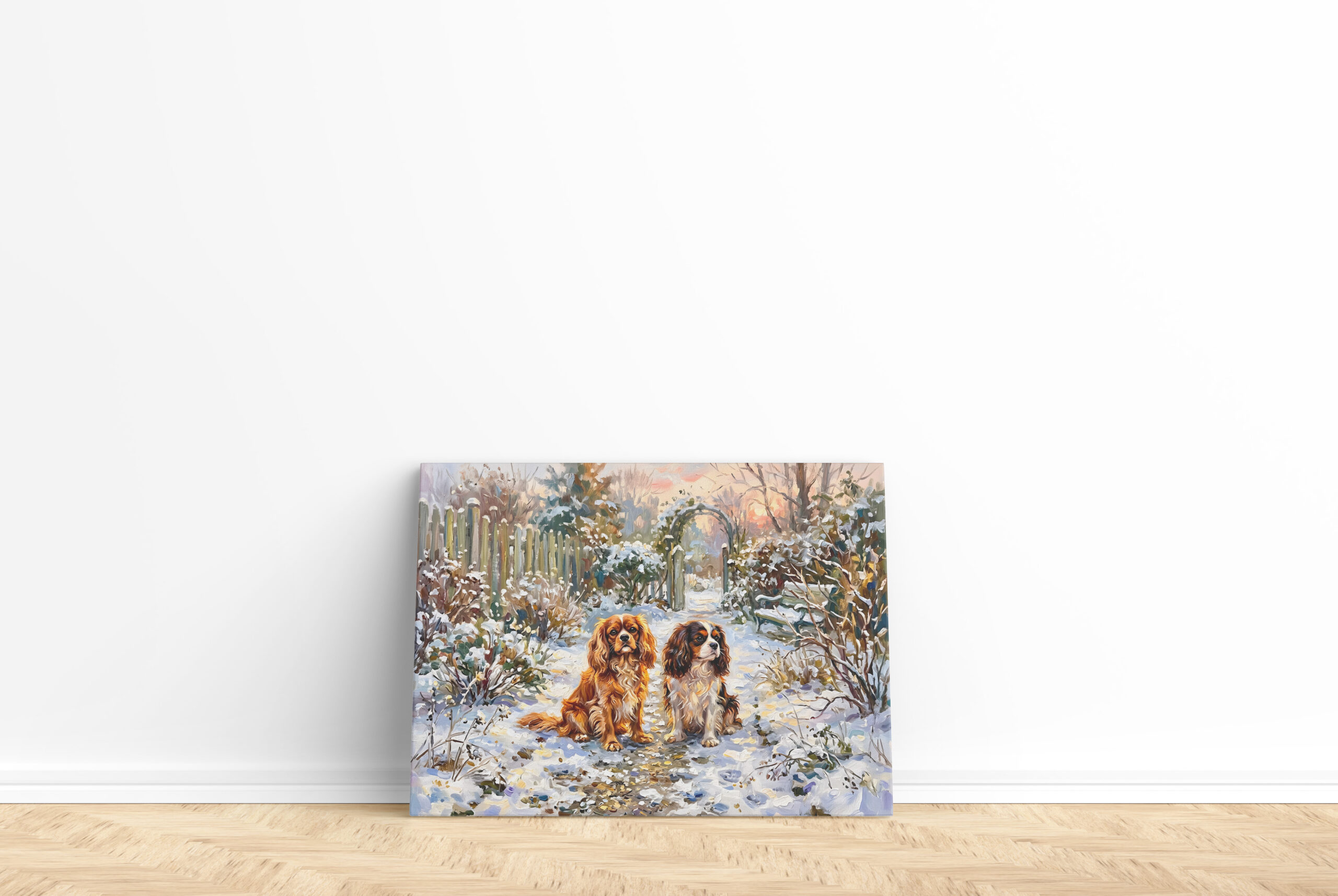 raxxa Canva: Two Cavalier Spaniels on Winter Path – Bild 2