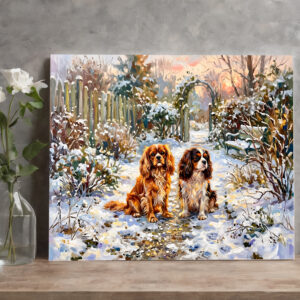 raxxa Canva: Two Cavalier Spaniels on Winter Path