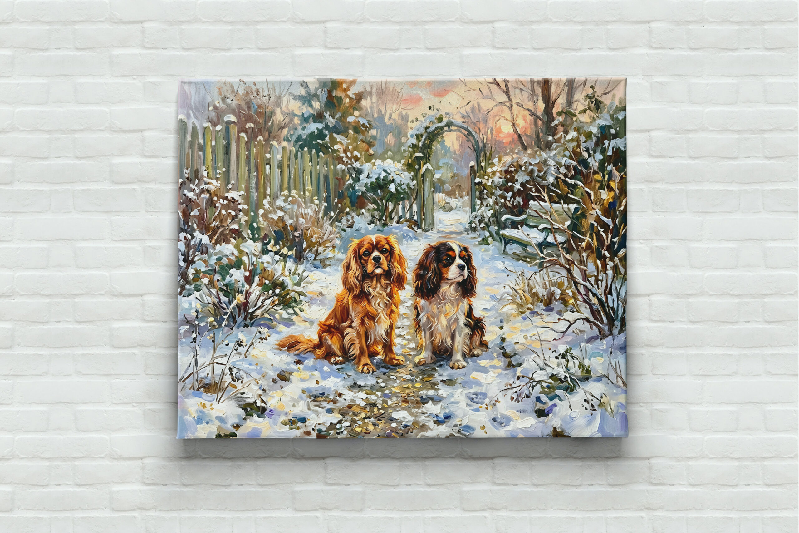 raxxa Canva: Two Cavalier Spaniels on Winter Path – Bild 3