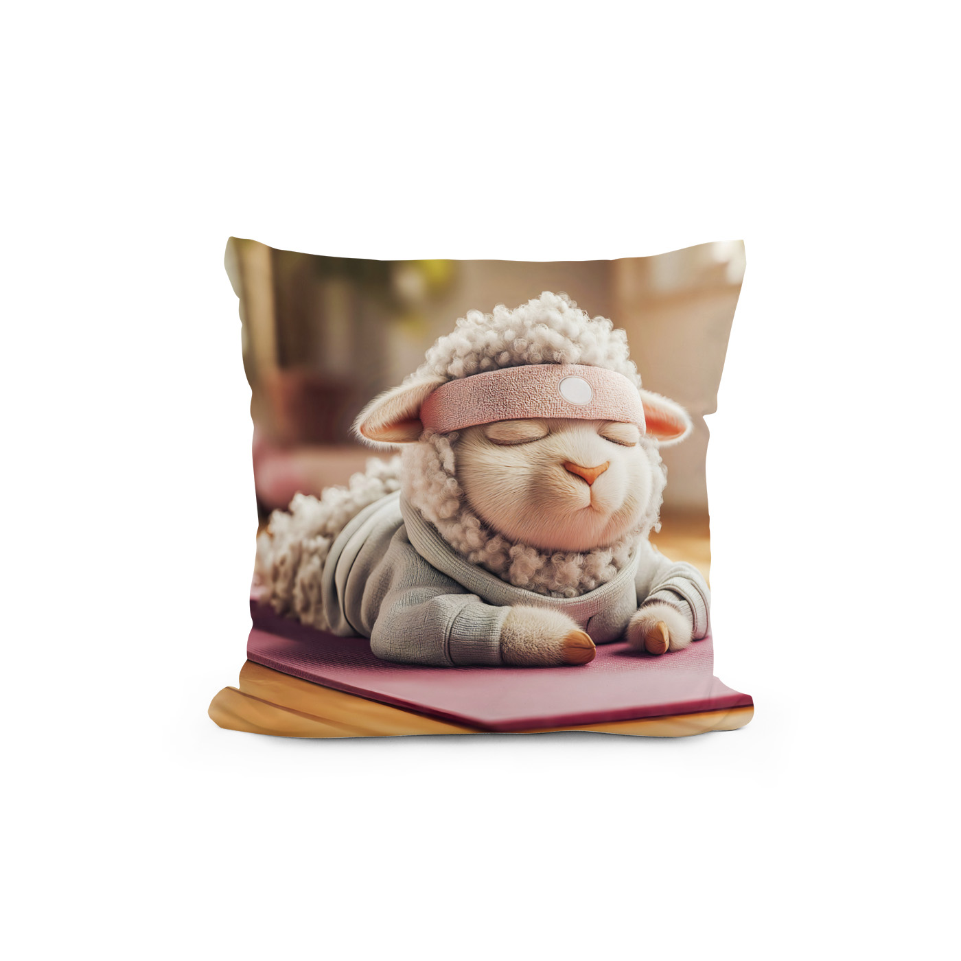 Kissen: Yoga sheep meditating on mat – Bild 2