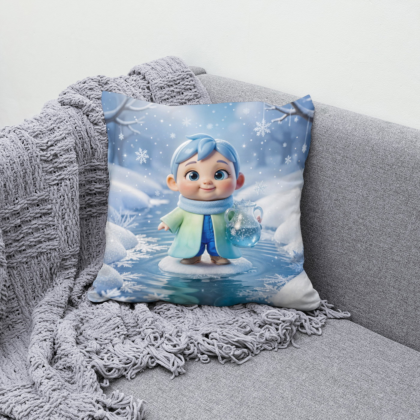 Kissen: Cute 3D Aquarius Zodiac Character