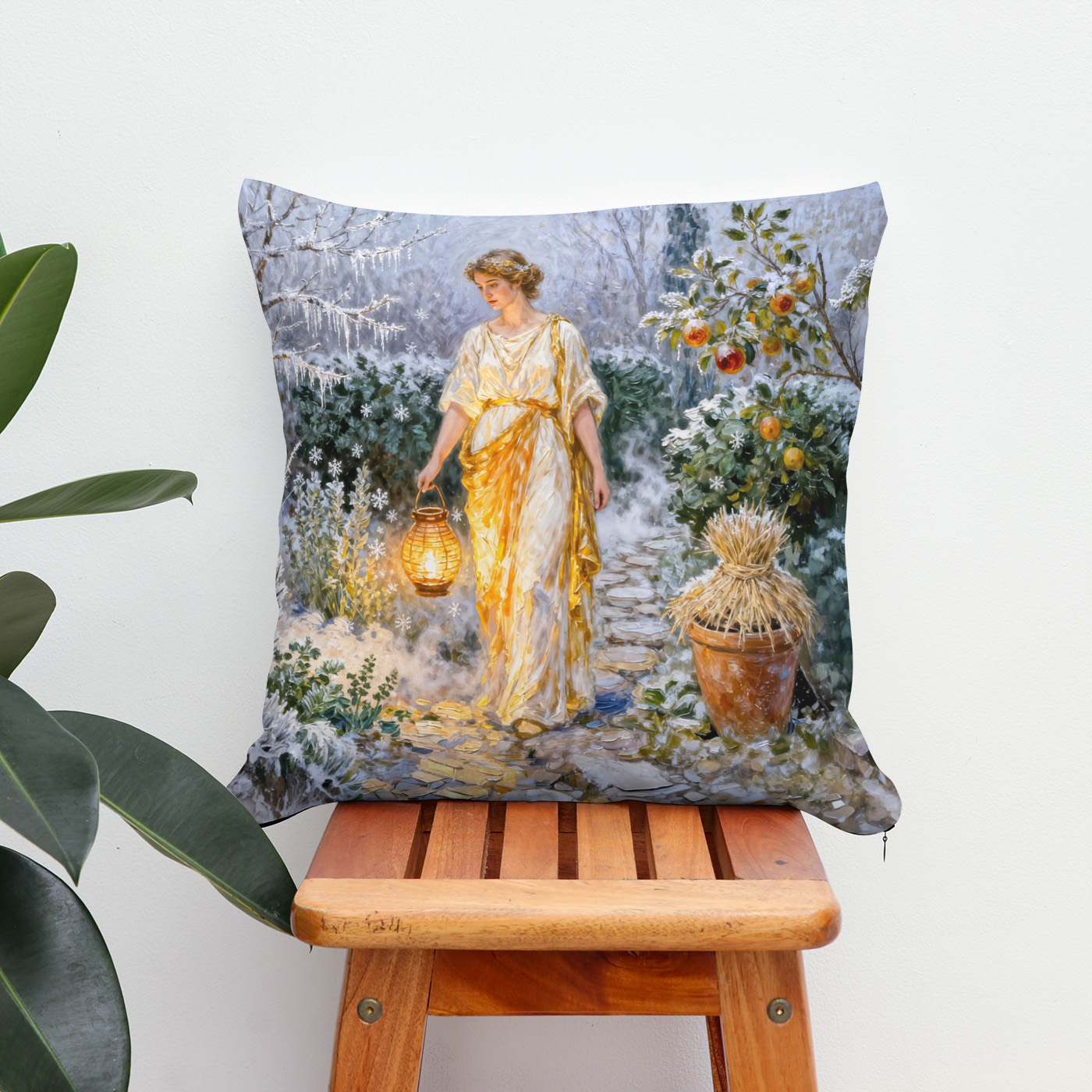 Kissen: Greek Goddess Hestia Winter Garden