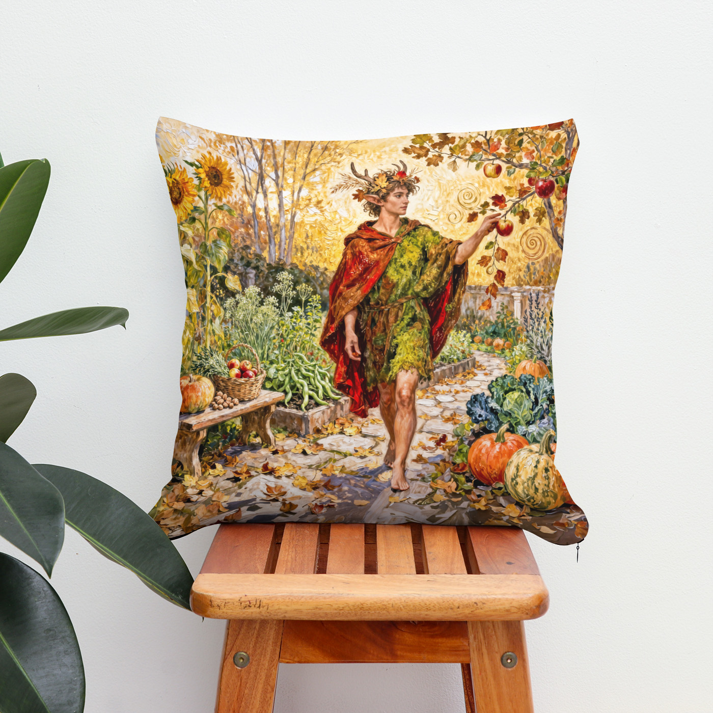 Kissen: Roman God Faunus Autumn Garden