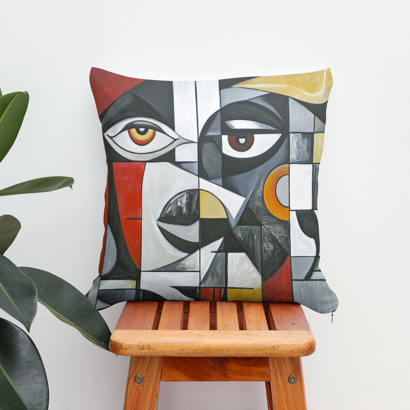 Kissen: Cubist Modern Face Geometry - Image 2