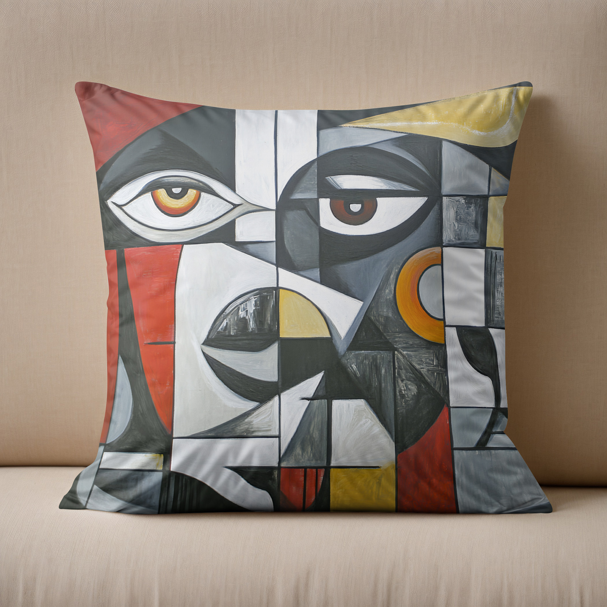 Kissen: Cubist Modern Face Geometry