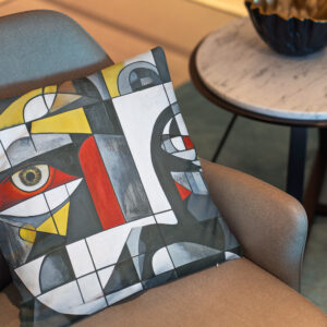 Kissen: Modern Cubist Face Abstraction