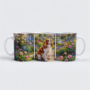 raxxa Premium-Tasse: Cavalier Spaniel in Summer Garden by Pond