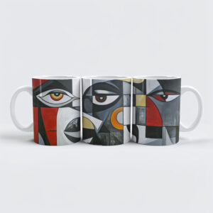 raxxa Premium-Tasse: Cubist Modern Face Geometry