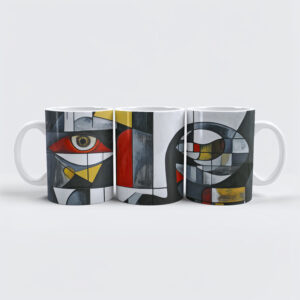 raxxa Premium-Tasse: Modern Cubist Face Abstraction