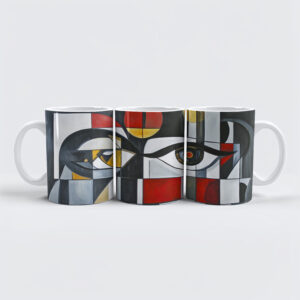 raxxa Premium-Tasse: Geometric Abstract Face Composition