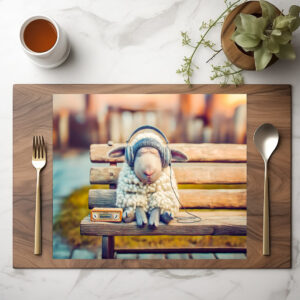 raxxa Premium-Tischset: Sheep napping with headphones bench