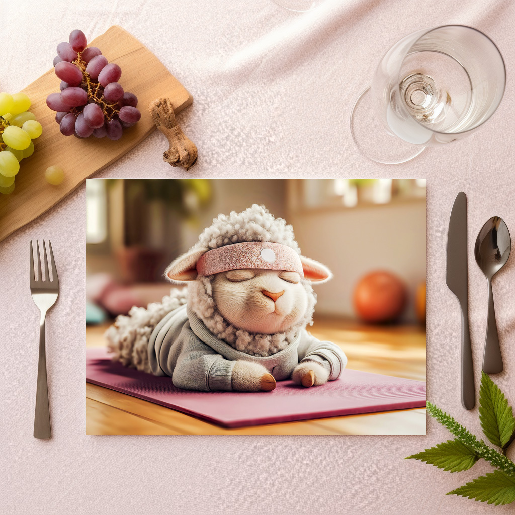 raxxa Premium-Tischset: Yoga sheep meditating on mat