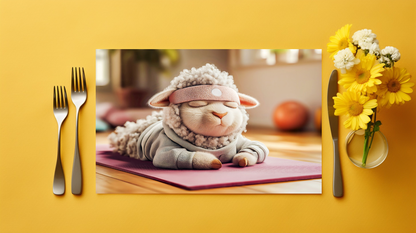 raxxa Premium-Tischset: Yoga sheep meditating on mat – Bild 2