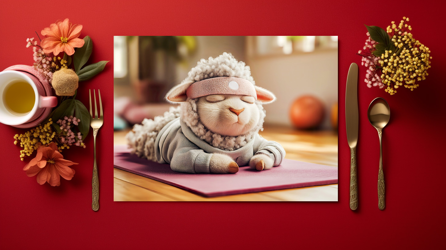raxxa Premium-Tischset: Yoga sheep meditating on mat – Bild 3