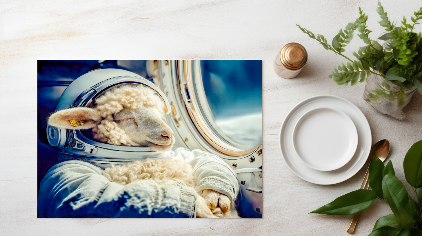 raxxa Premium-Tischset: Astronaut sheep drifting in outer space - Image 2